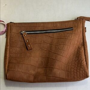 DANIELE MAUNETTIY WOMENS CROC EMBOSSED SOFT LEATHER MADE IN ITALY CLUTCH